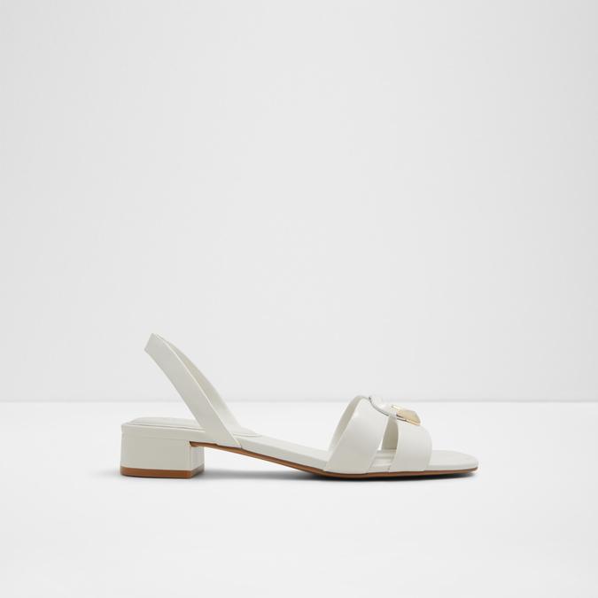 Alamaendar Women's White Block Heel Sandals