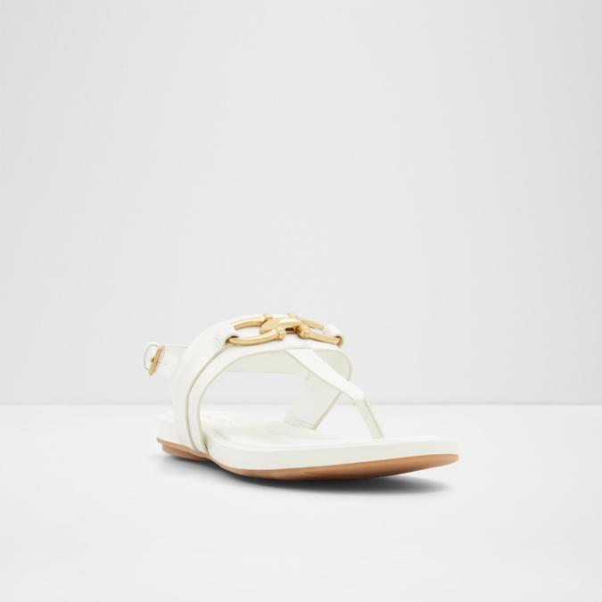 Afoetha Women's White Flat Sandals image number 4