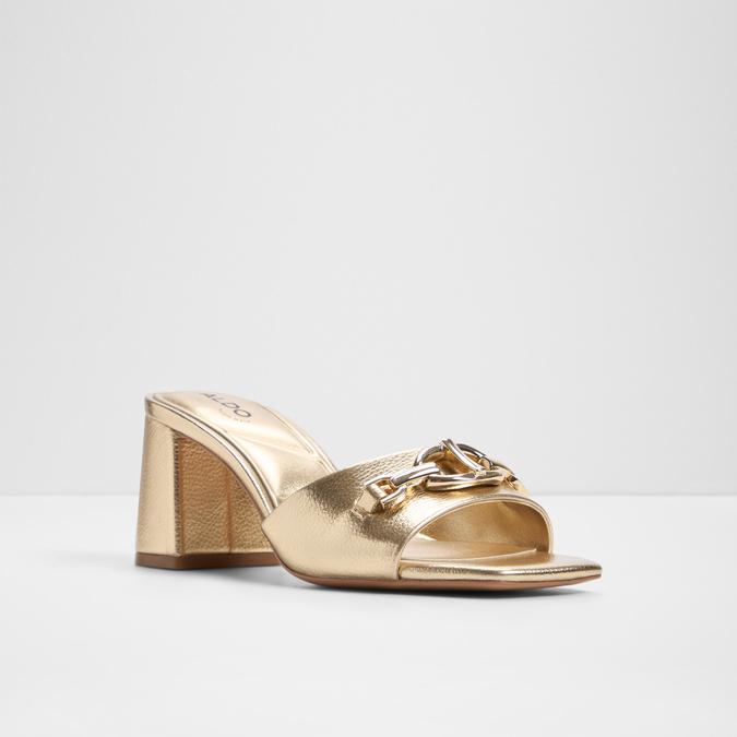 Sunglow-In Women's Gold Block Heel Sandals image number 4