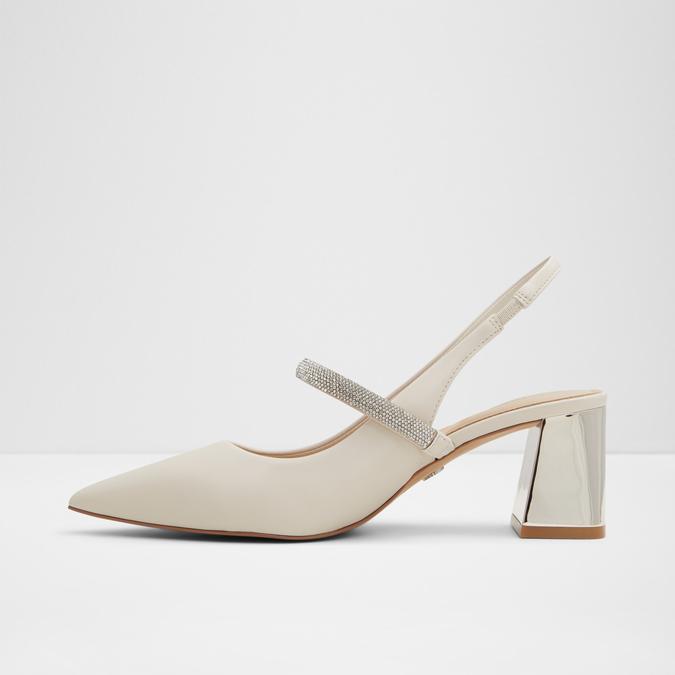 Kaiaria Women's White Block Heel Shoes image number 3