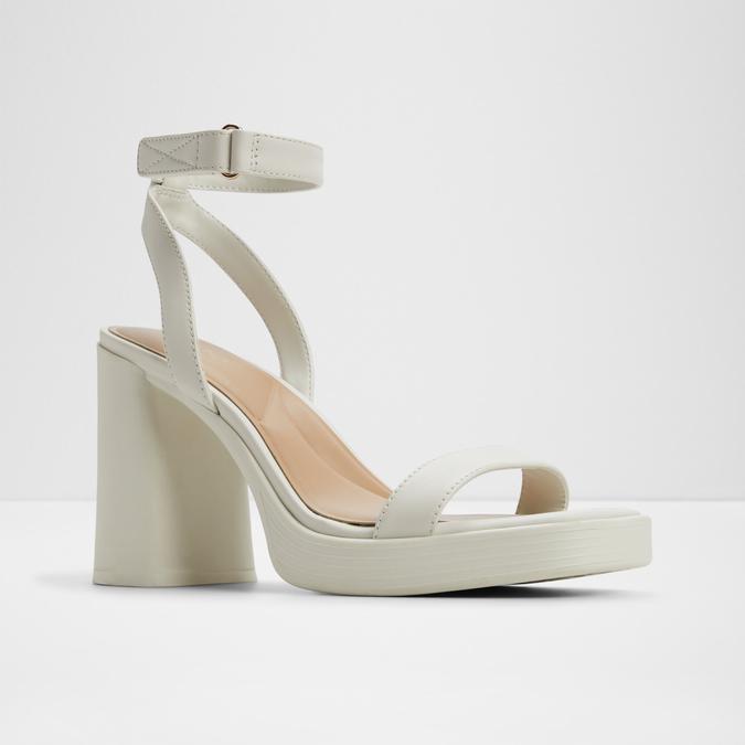 Berade-In Women's White Block Heel Sandals image number 4