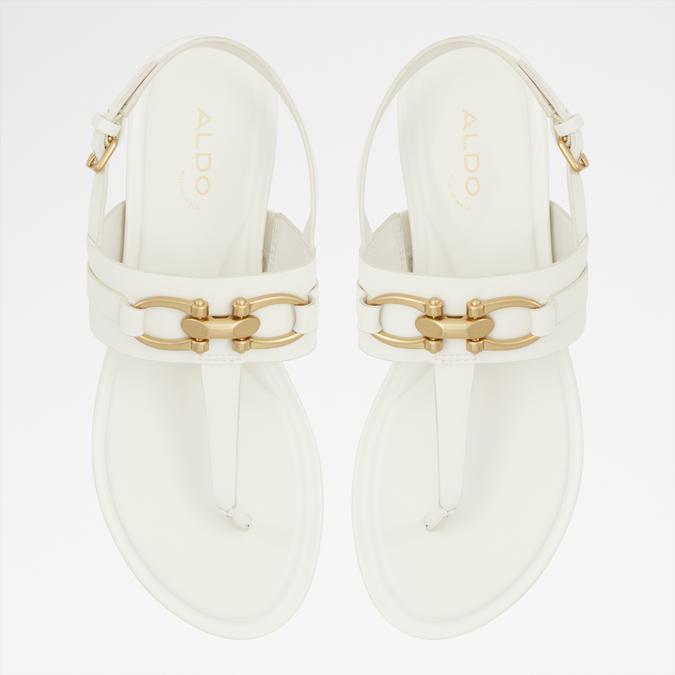 Afoetha Women's White Flat Sandals image number 1