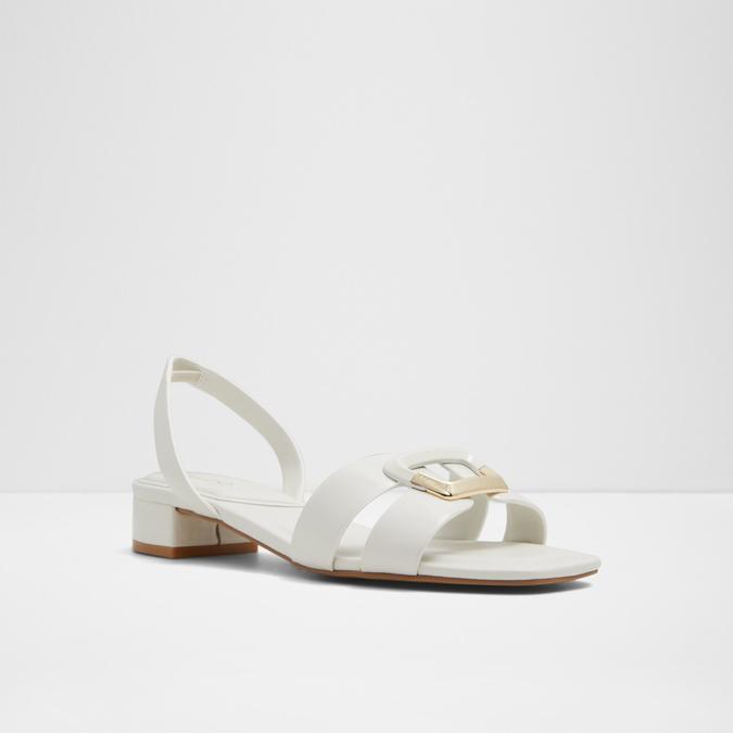 Alamaendar Women's White Block Heel Sandals image number 4