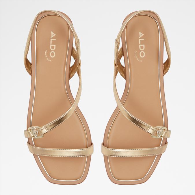 Ladies gold flat sandals online