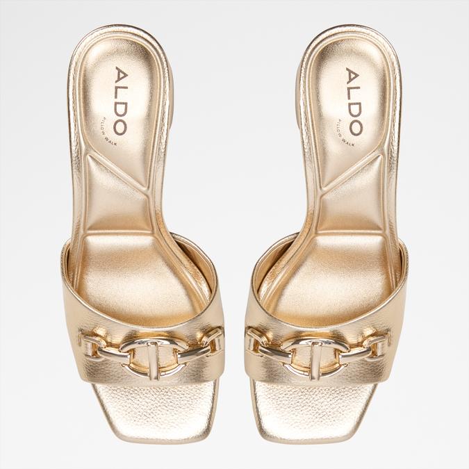 Sunglow-In Women's Gold Block Heel Sandals image number 1