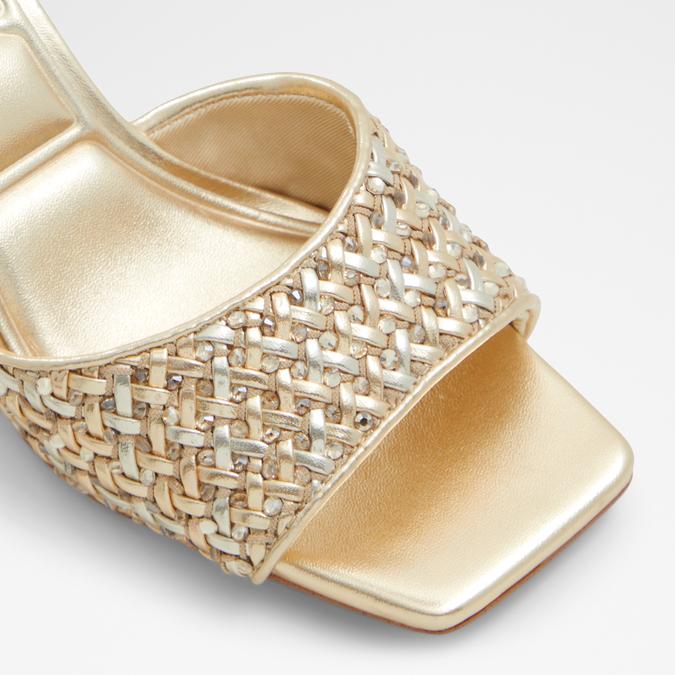 Golden Wedge Sandals With Crisscross Elastic Straps And Simple Fashionable  Design | SHEIN