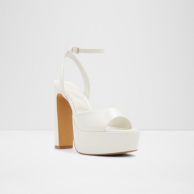 Monroee White Platform Studded Block Heels | SIMMI London