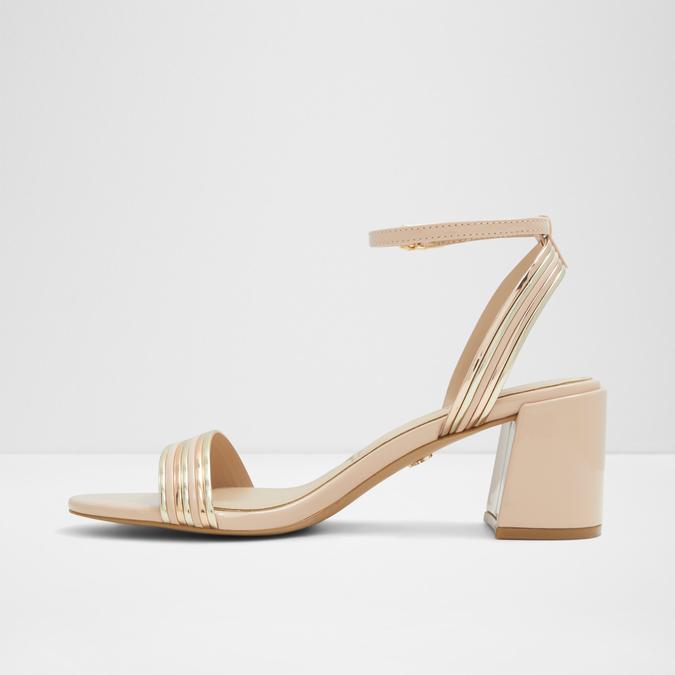 Emelda Women's Beige Block Heel Sandals image number 3