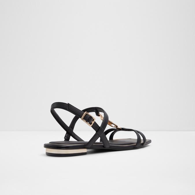 Glaoni Women's Black Flat Sandals image number 2