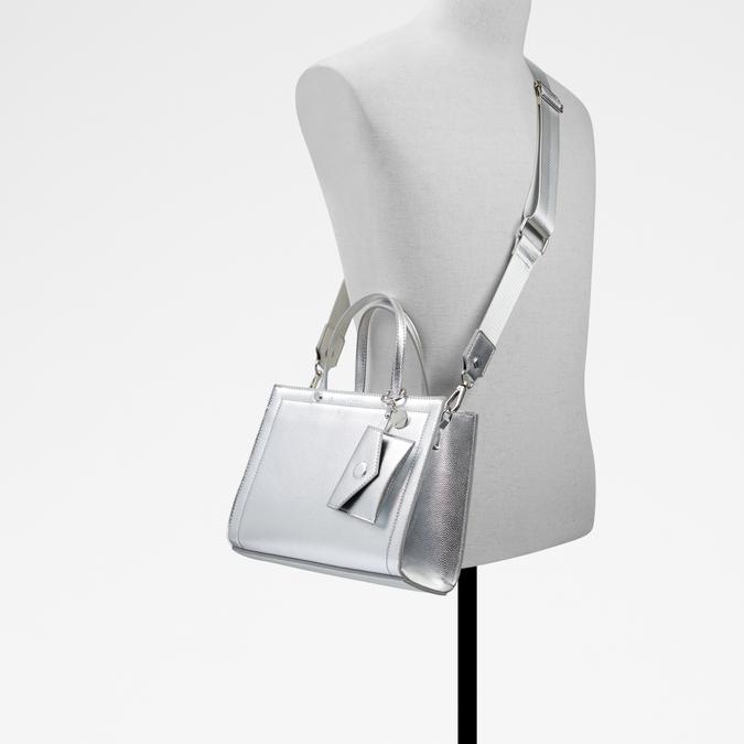 Silver shop satchel handbag