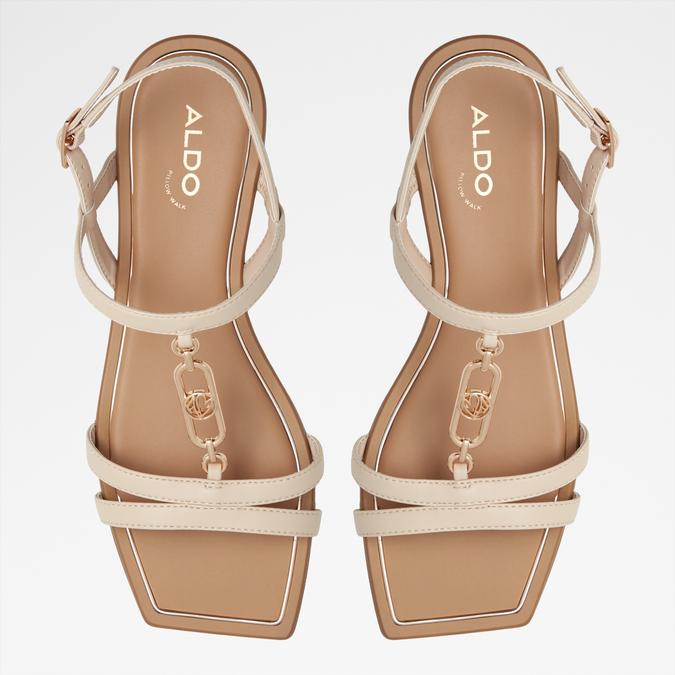 Glaoni Women's Beige Flat Sandals image number 1