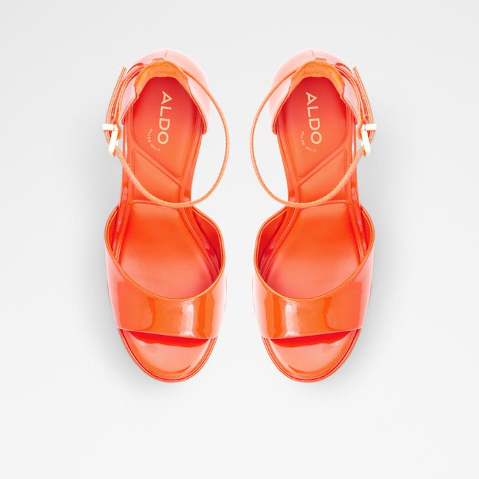 Nissa Women's Bright Orange Block Heel Sandals image number 1