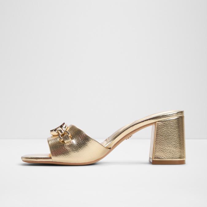 Sunglow-In Women's Gold Block Heel Sandals image number 3