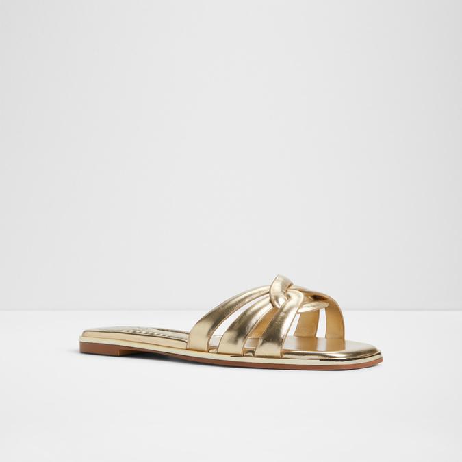 Augustya-In Women's Gold Flat Sandals image number 4