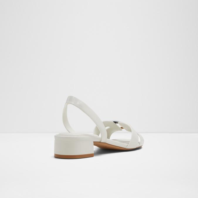 Alamaendar Women's White Block Heel Sandals image number 2