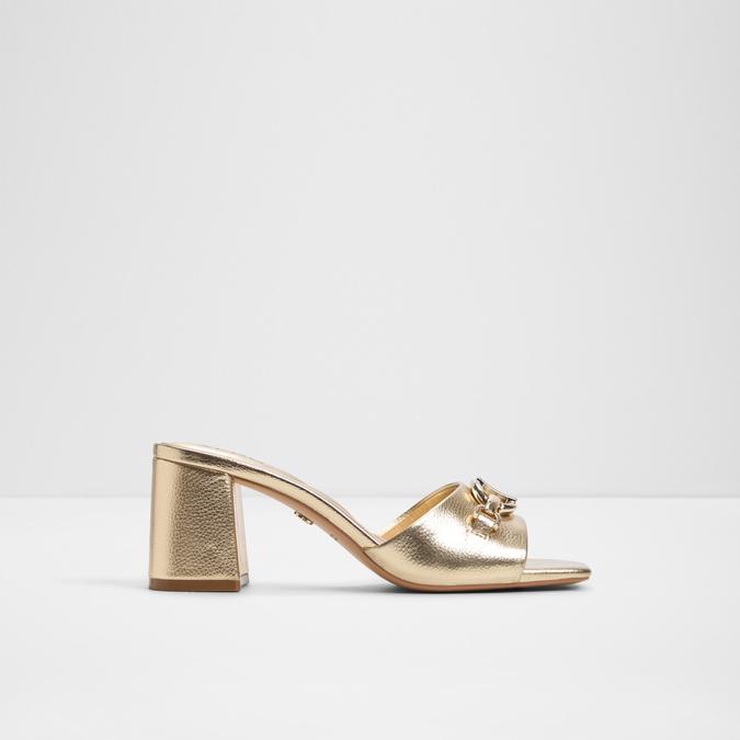 Sunglow-In Women's Gold Block Heel Sandals