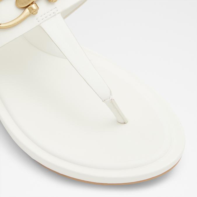 Afoetha Women's White Flat Sandals image number 5