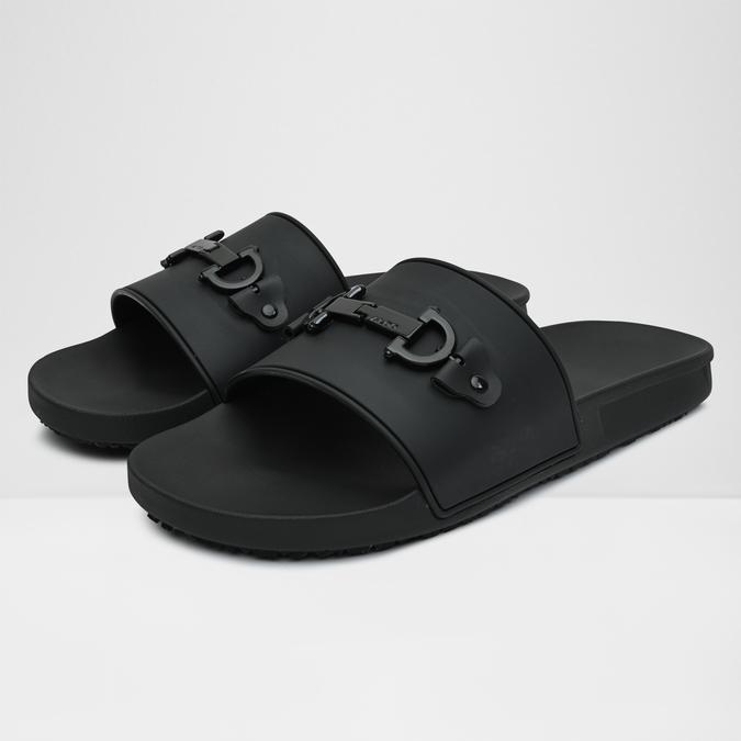 Loungeslide-In Men's Black Strap Sandals image number 1