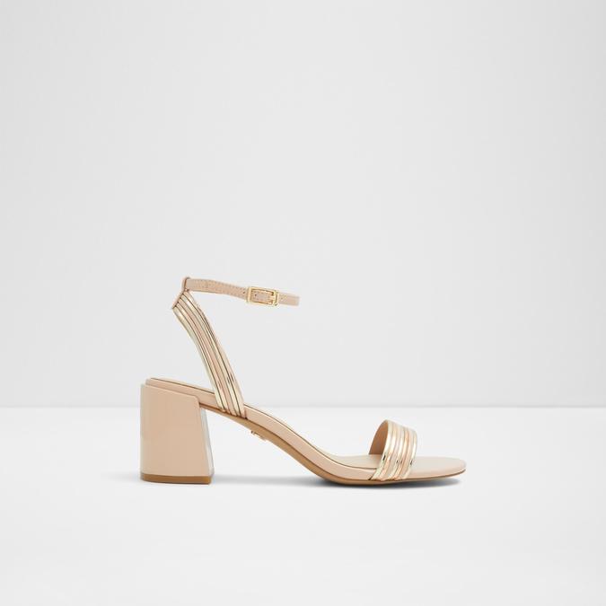 Emelda Women's Beige Block Heel Sandals