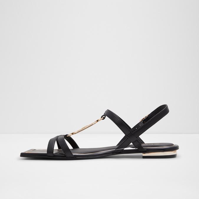 Glaoni Women's Black Flat Sandals image number 3