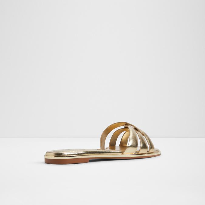 Augustya-In Women's Gold Flat Sandals image number 2