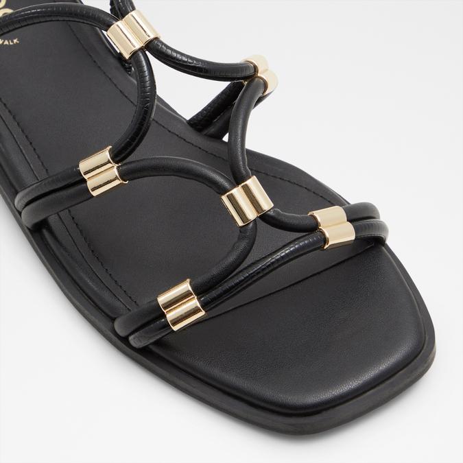 Bychan Women's Black Flat Sandals image number 5