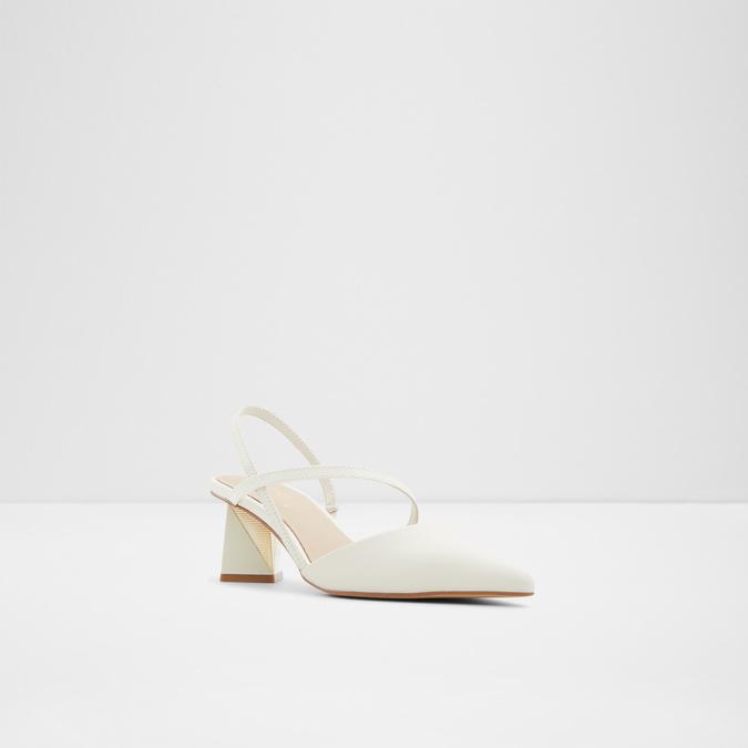 Suzette Women's White Block Heel Shoes image number 3