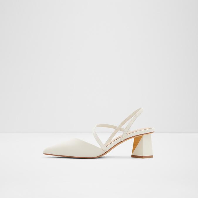 Suzette Women's White Block Heel Shoes image number 2